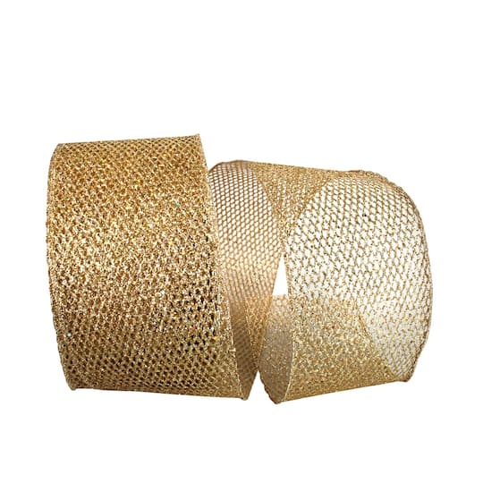 JAM Paper 4" x 25yd. Wired Grand Net Glitter Ribbon